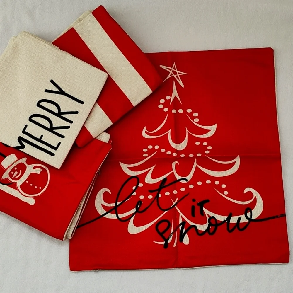 New Christmas Accent Pillow Case SET of 4